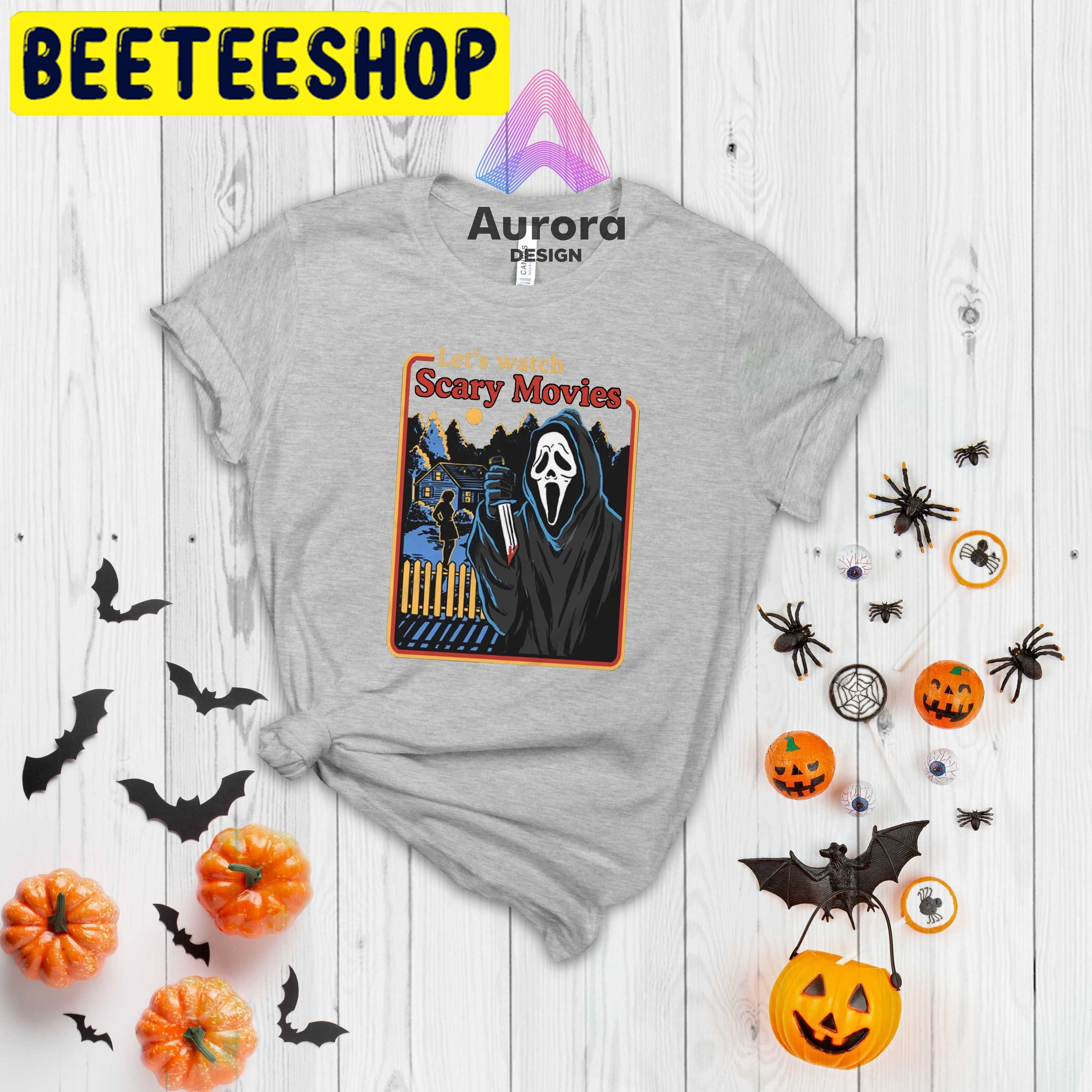 Let's Watch Scary Movies HalloweenTrending Unisex Shirt Let's Watch Scary Movies HalloweenTrending Unisex Shirt