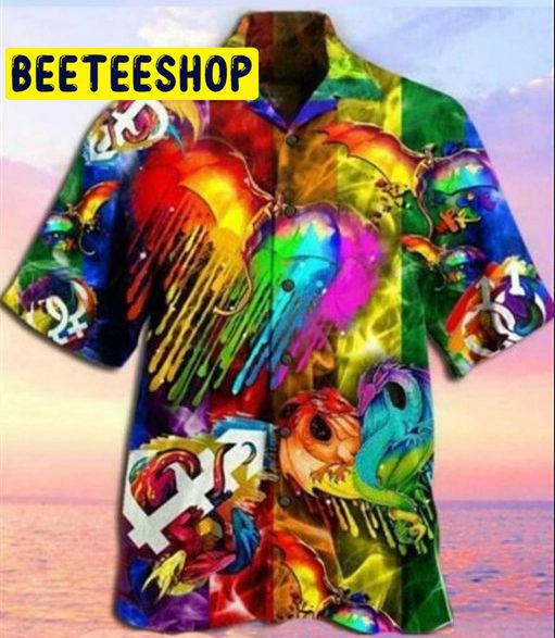 LGBT Dragon Colorful Hawaiian Shirt LGBT Dragon Colorful Hawaiian Shirt