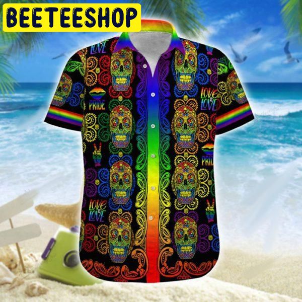 LGBT Sugar Skull Hawaiian Shirt LGBT Sugar Skull Hawaiian Shirt