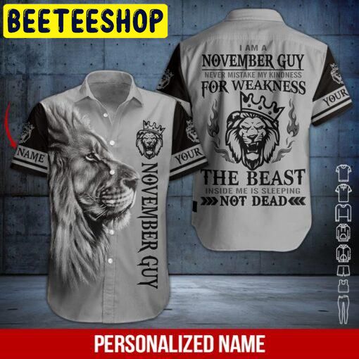 Lion November Guy Custom Name Hawaiian Shirt Lion November Guy Custom Name Hawaiian Shirt