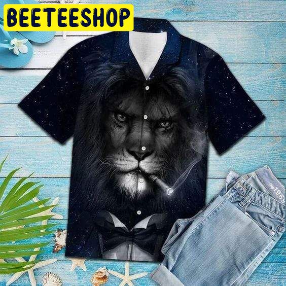 Lion Smoking Cool Hawaiian Shirt Lion Smoking Cool Hawaiian Shirt