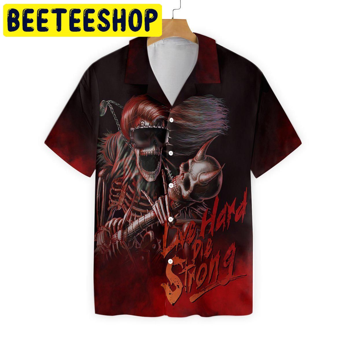 Live Hard Die Strong Burning Guitar Hawaiian Shirt Live Hard Die Strong Burning Guitar Hawaiian Shirt