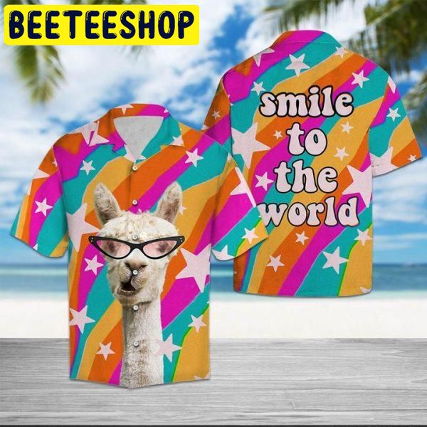 Llama Smile To The World Hawaiian Shirt Llama Smile To The World Hawaiian Shirt