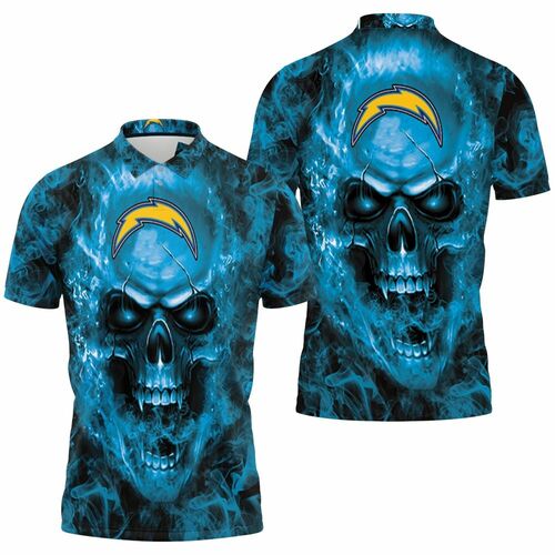 Los Angeles Chargers Nfl Fans Skull 3D All Over Print Polo Shirt Los Angeles Chargers Nfl Fans Skull 3D All Over Print Polo Shirt