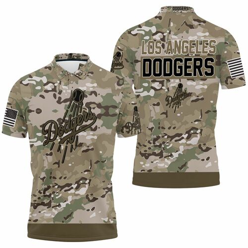 Los Angeles Dodgers Camouflage Veteran Jersey 3D All Over Print Polo Shirt Los Angeles Dodgers Camouflage Veteran Jersey 3D All Over Print Polo Shirt