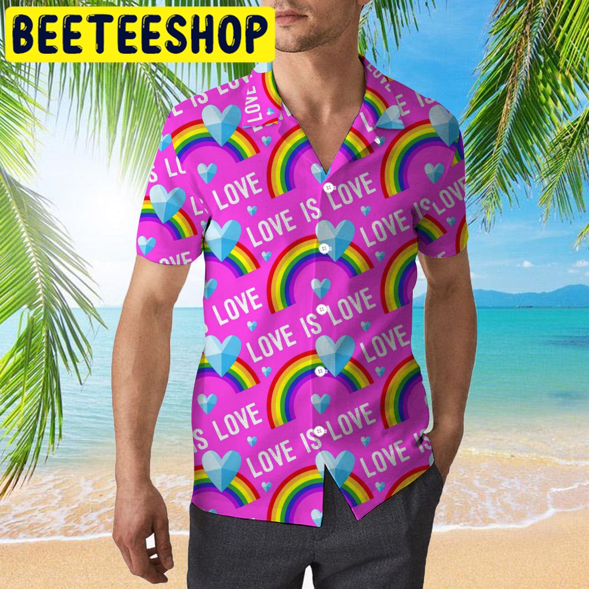 Love Is Love LGBT Rainbow Hawaiian Shirt Love Is Love LGBT Rainbow Hawaiian Shirt