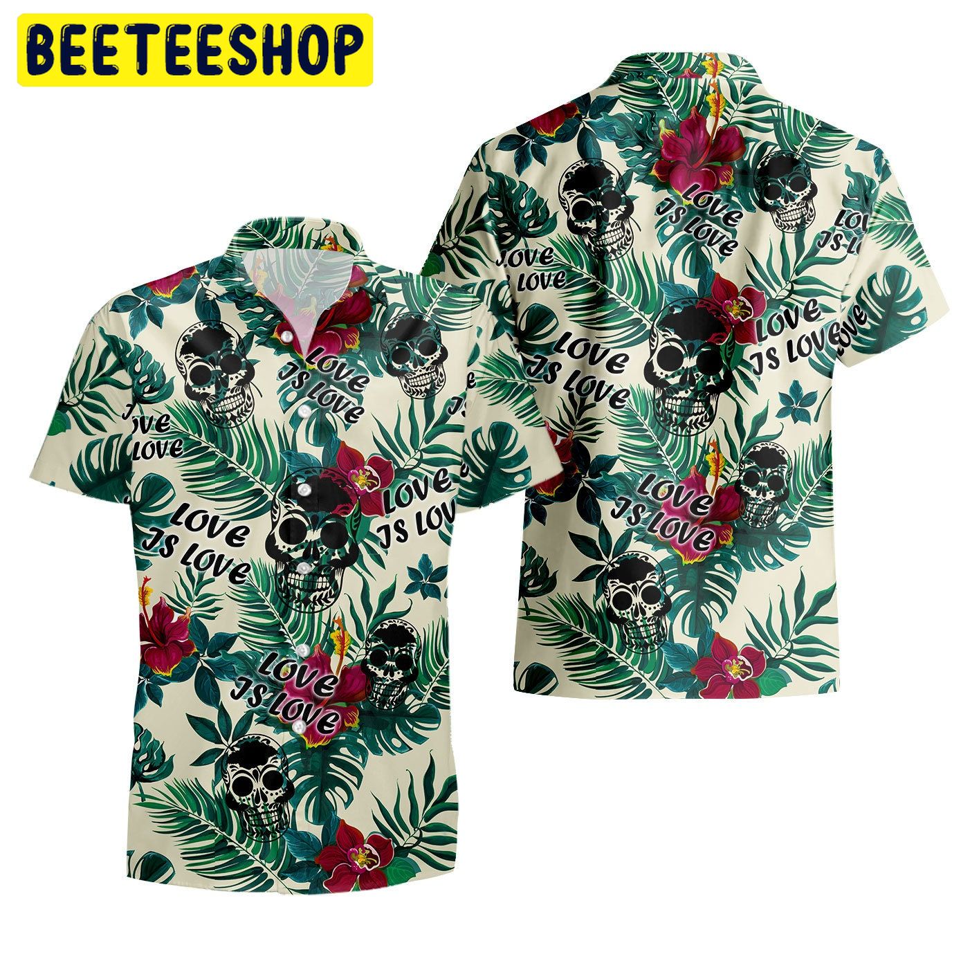 Love Is Love Skull Tropical Trending Hawaiian Shirt Love Is Love Skull Tropical Trending Hawaiian Shirt
