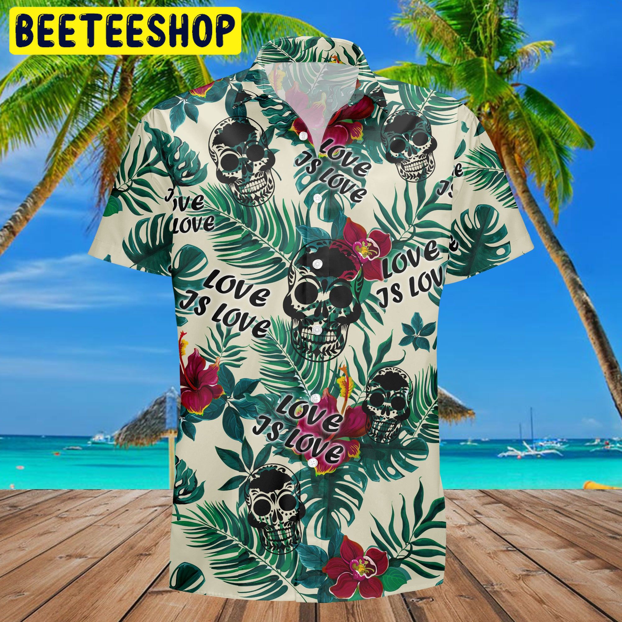 Love Is Love Skull Tropical Trending Hawaiian Shirt Love Is Love Skull Tropical Trending Hawaiian Shirt