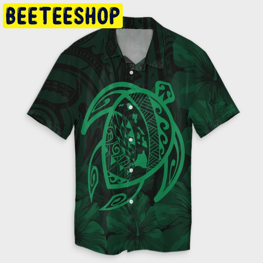 Map Turtle Green Hawaiian Shirt Map Turtle Green Hawaiian Shirt