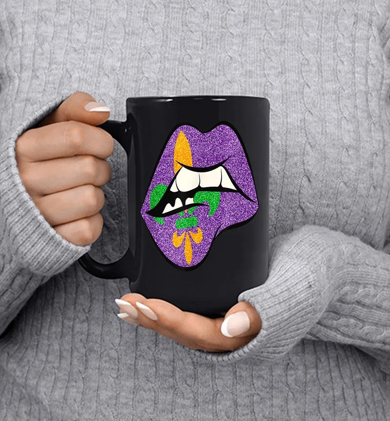 Mardi Gras Lips Fleur De Lis For Fat Tuesday Parade Mug Mardi Gras Lips Fleur De Lis For Fat Tuesday Parade Mug