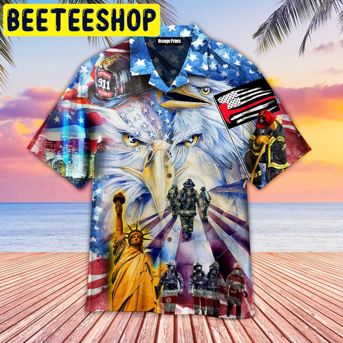 Memorial Day American Patriot Eagle Firefighter Hawaiian Shirt Memorial Day American Patriot Eagle Firefighter Hawaiian Shirt