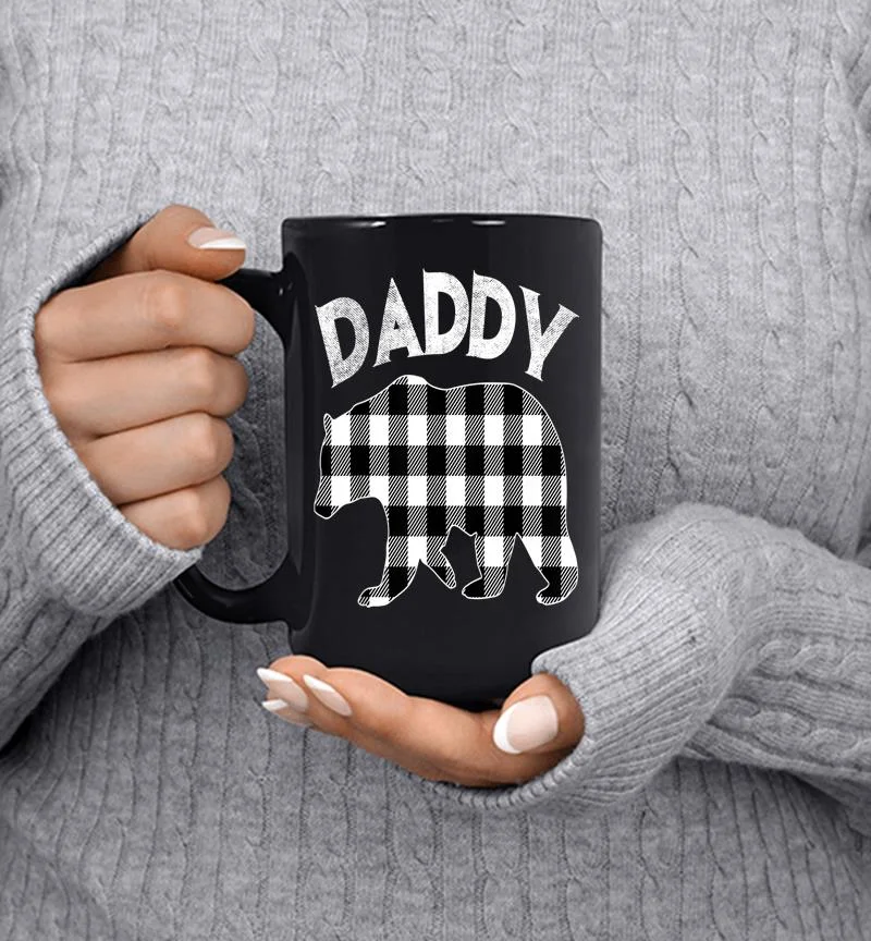 Mens Black And White Buffalo Plaid Daddy Bear Christmas Pajama Mug Mens Black And White Buffalo Plaid Daddy Bear Christmas Pajama Mug