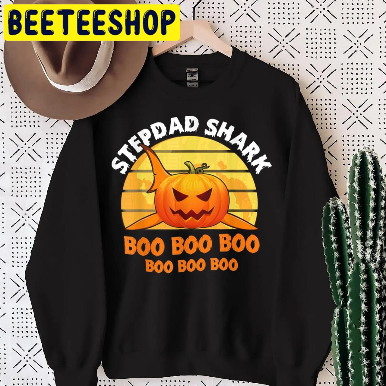Mens Mens Stepdad Shark Boo Pumpkin Stepdad Halloween Trending Unisex T-Shirt Mens Mens Stepdad Shark Boo Pumpkin Stepdad Halloween Trending Unisex T-Shirt