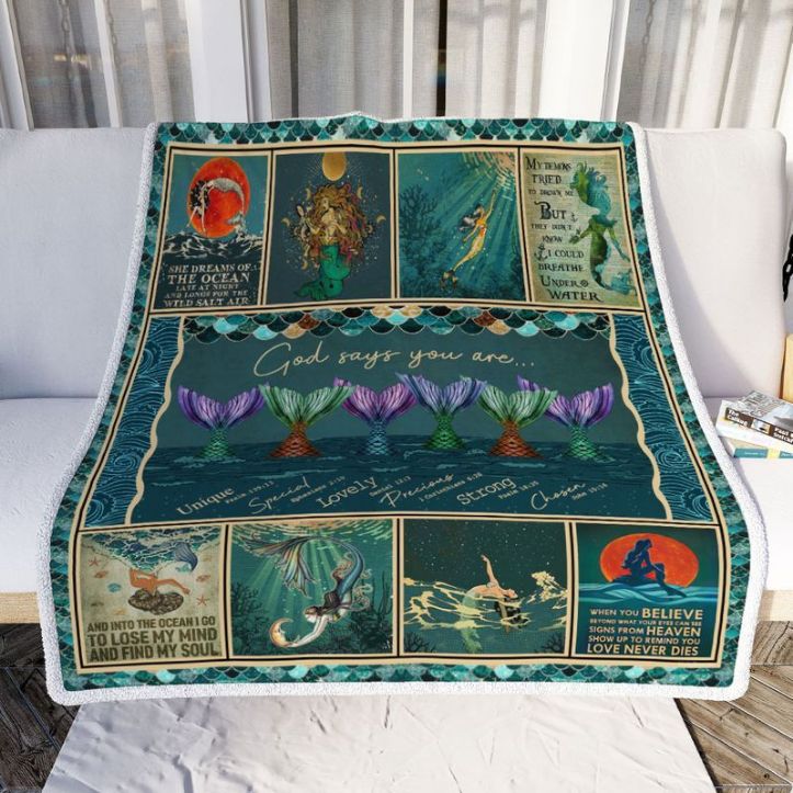 Mermaid God Says You Are Comfy Sofa Throw Blanket Mermaid God Says You Are Comfy Sofa Throw Blanket