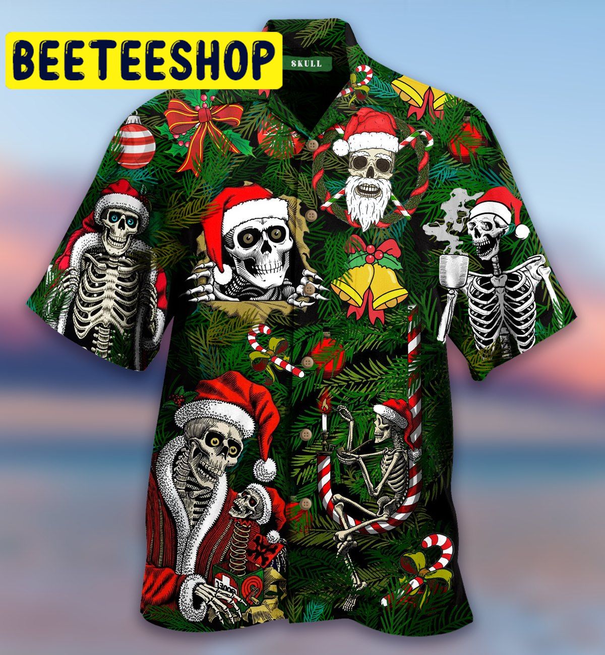 Merry Xmas Skulls Hawaiian Shirt Merry Xmas Skulls Hawaiian Shirt