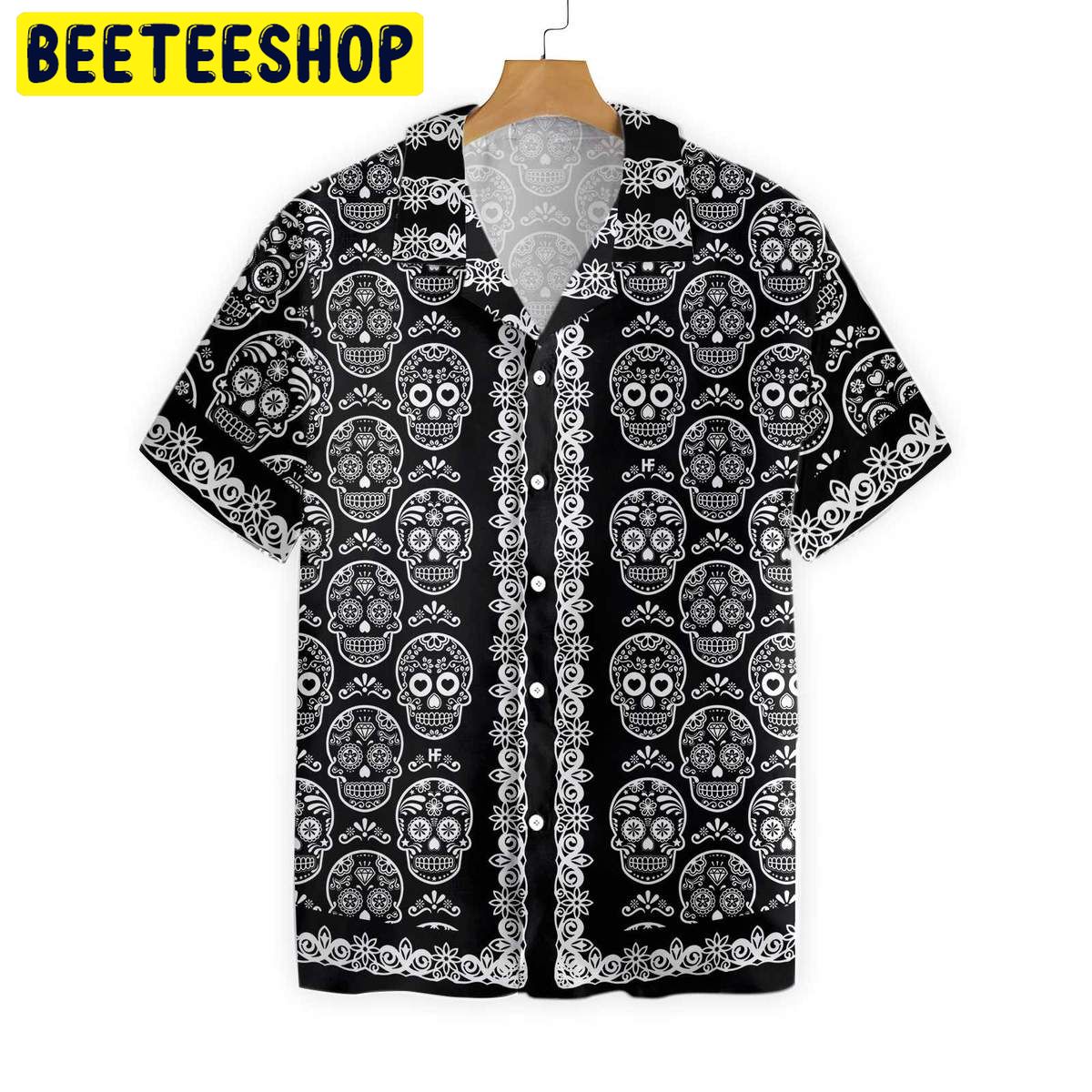 Mexican Sugar Skull On Black Trending Hawaiian Shirt Mexican Sugar Skull On Black Trending Hawaiian Shirt