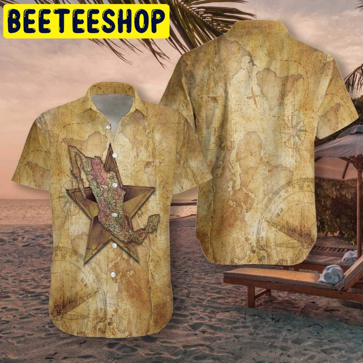 Mexico Map Vintage Hawaiian Shirt Mexico Map Vintage Hawaiian Shirt