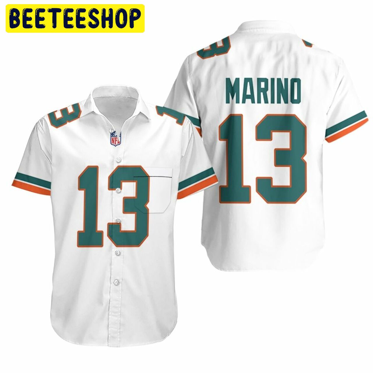 Miami Dolphins Dan Marino #13 NFL American Football 01 Hawaiian Shirt Miami Dolphins Dan Marino #13 NFL American Football 01 Hawaiian Shirt