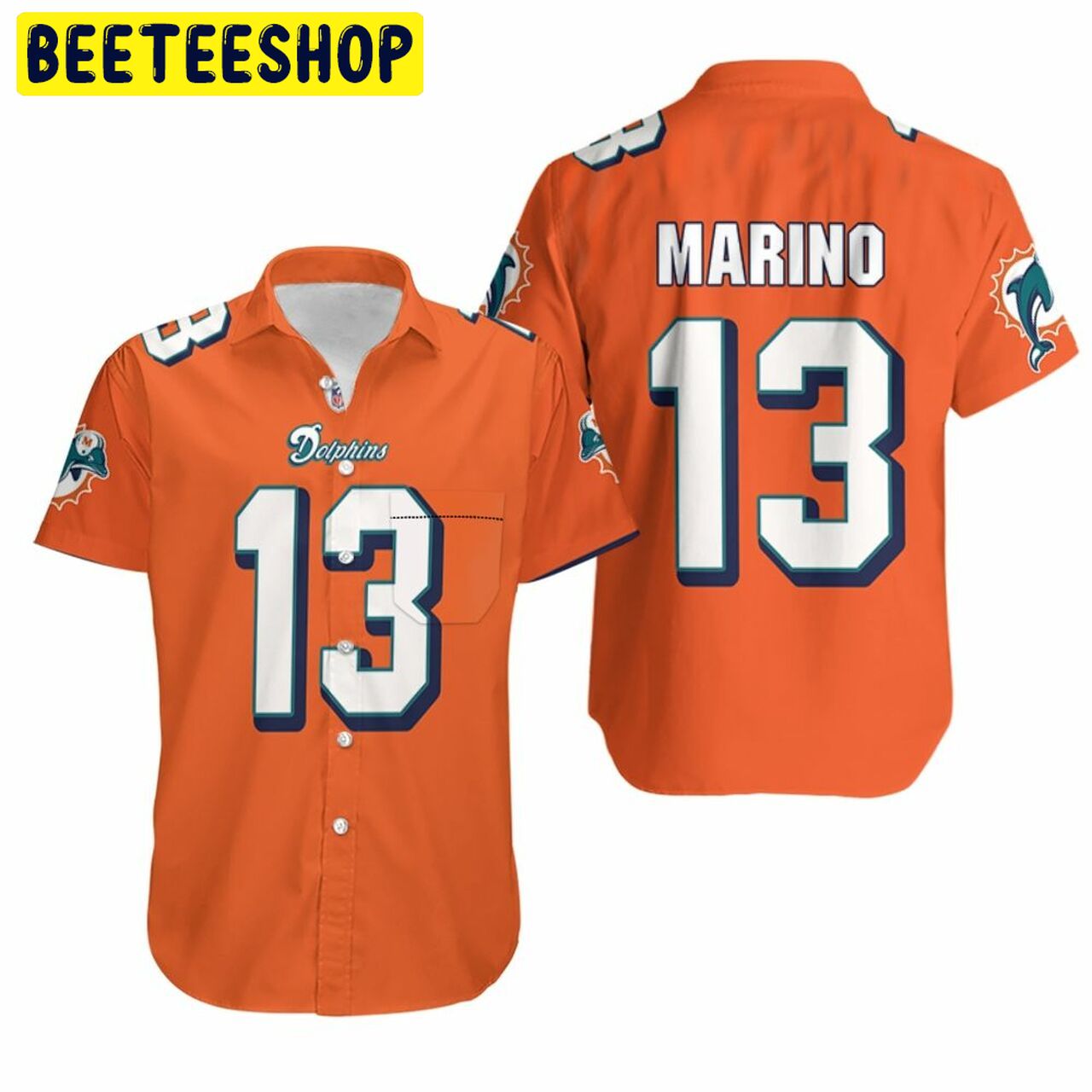 Miami Dolphins Dan Marino #13 NFL American Football Hawaiian Shirt Miami Dolphins Dan Marino #13 NFL American Football Hawaiian Shirt