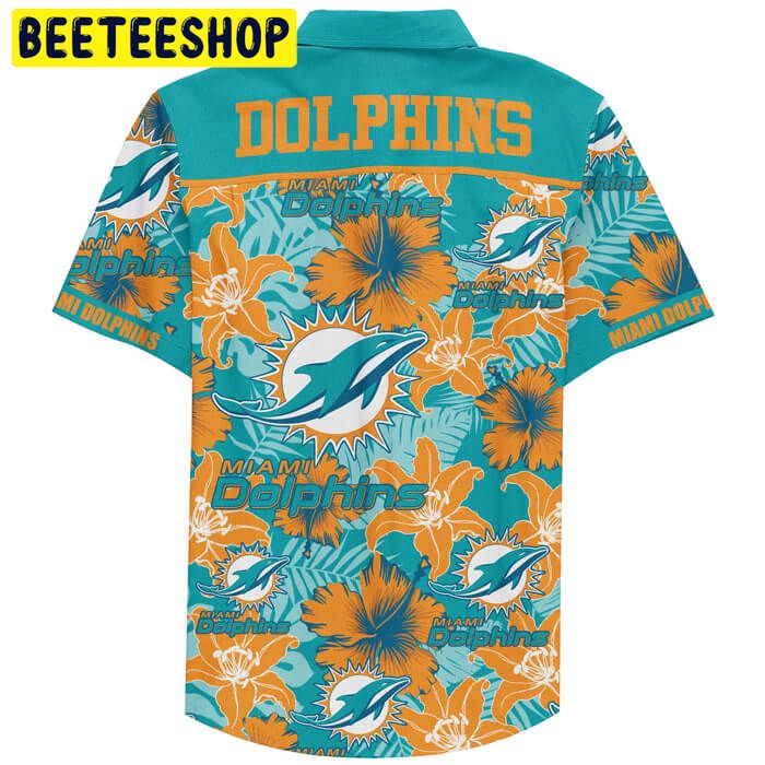 Miami Dolphins Football Teams Custom Name Button Up Hawaiian Shirt Miami Dolphins Football Teams Custom Name Button Up Hawaiian Shirt