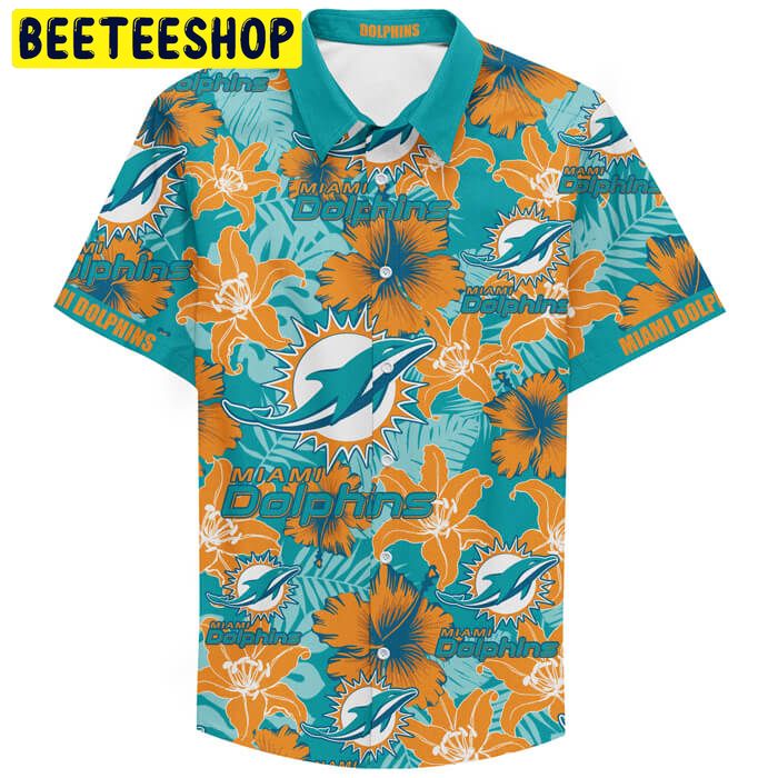 Miami Dolphins Football Teams Custom Name Button Up Hawaiian Shirt Miami Dolphins Football Teams Custom Name Button Up Hawaiian Shirt