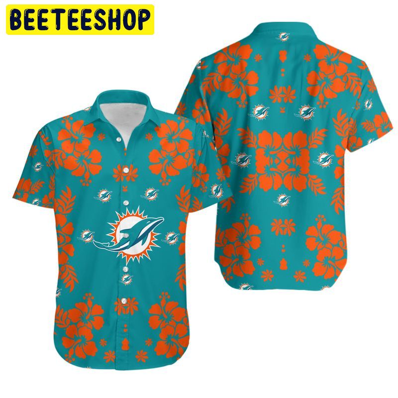 Miami Dolphins Hibiscus Flower Hawaiian Shirt Miami Dolphins Hibiscus Flower Hawaiian Shirt