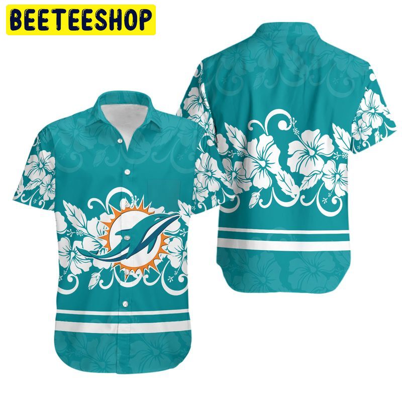 Miami Dolphins Hibiscus Flowers Hawaiian Shirt Miami Dolphins Hibiscus Flowers Hawaiian Shirt