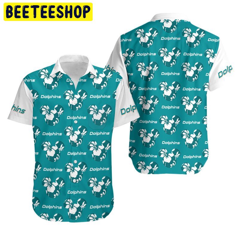 Miami Dolphins Mickey and Flowers Hawaiian Shirt Miami Dolphins Mickey and Flowers Hawaiian Shirt