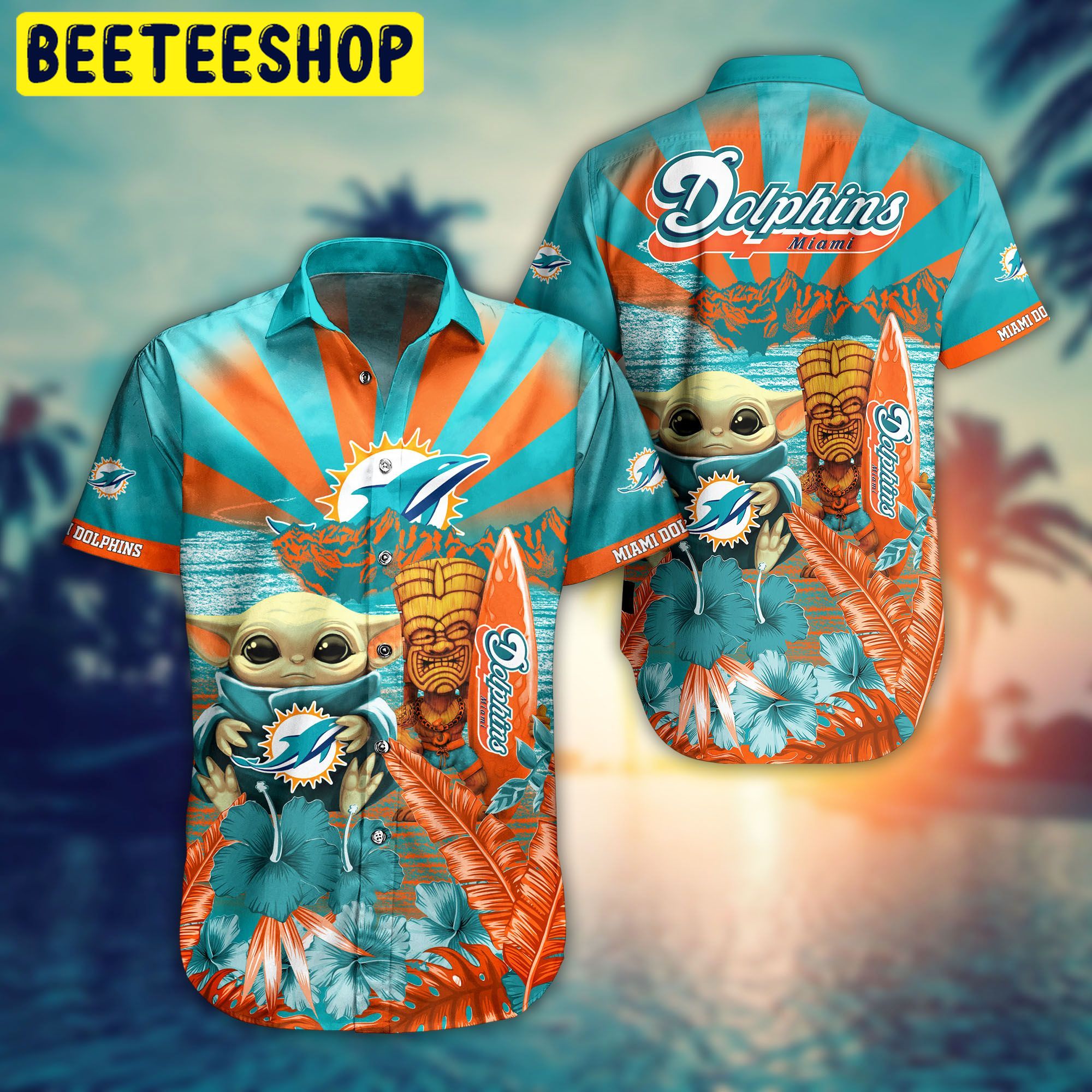 Miami Dolphins NFL Baby Yoda Style Summer Hawaiian Shirt Miami Dolphins NFL Baby Yoda Style Summer Hawaiian Shirt
