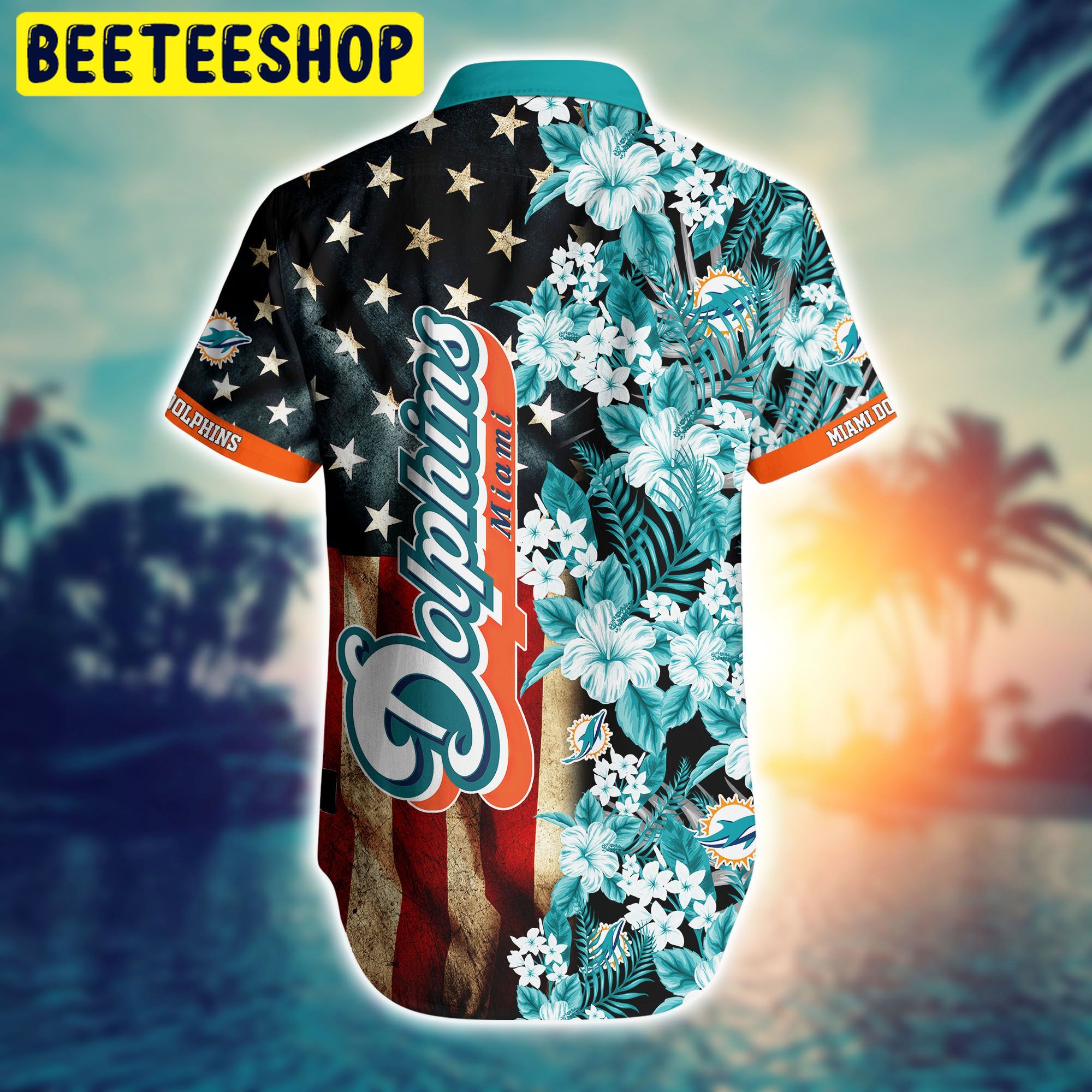 Miami Dolphins NFL Flag Flower Hawaiian Shirt Miami Dolphins NFL Flag Flower Hawaiian Shirt