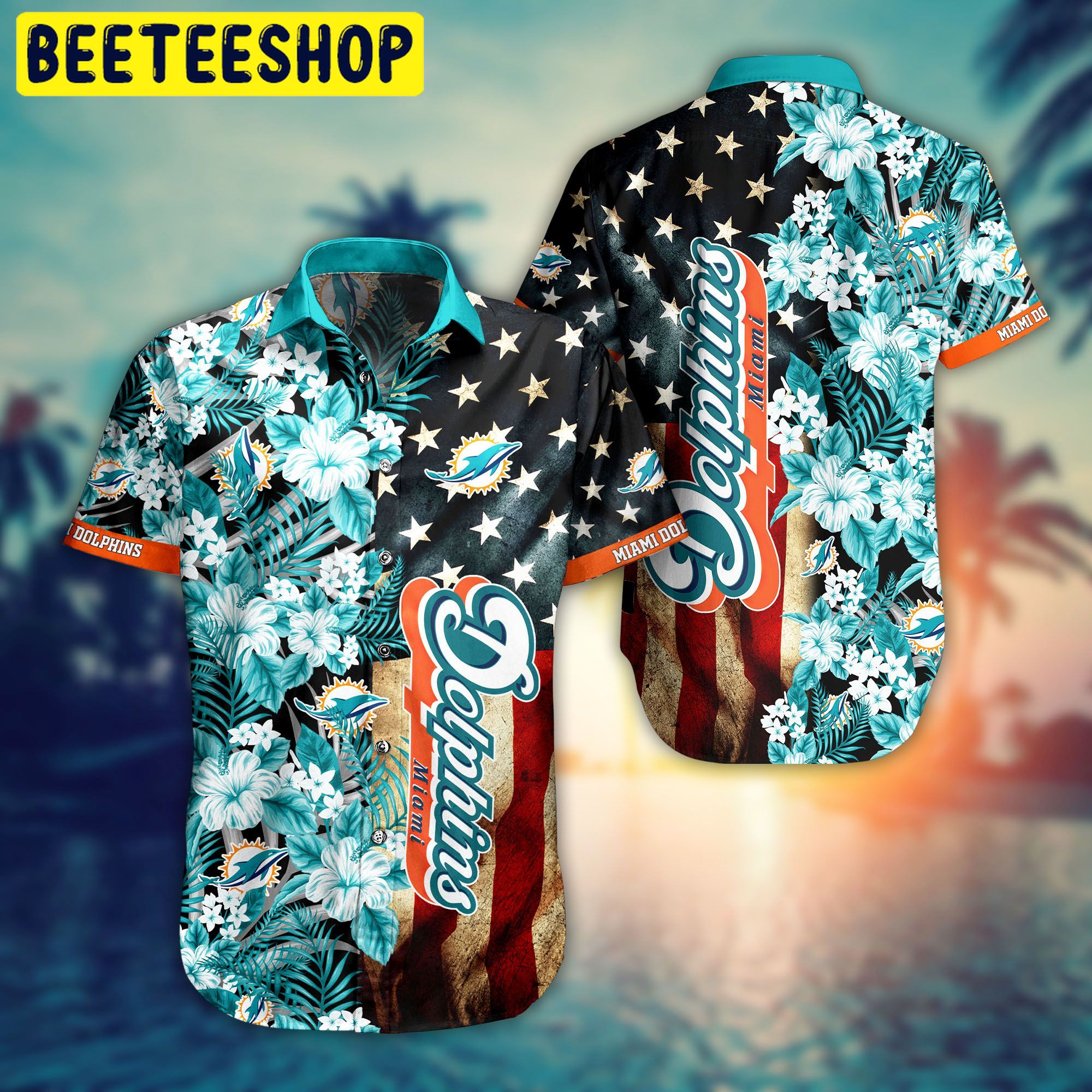 Miami Dolphins NFL Flag Flower Hawaiian Shirt Miami Dolphins NFL Flag Flower Hawaiian Shirt