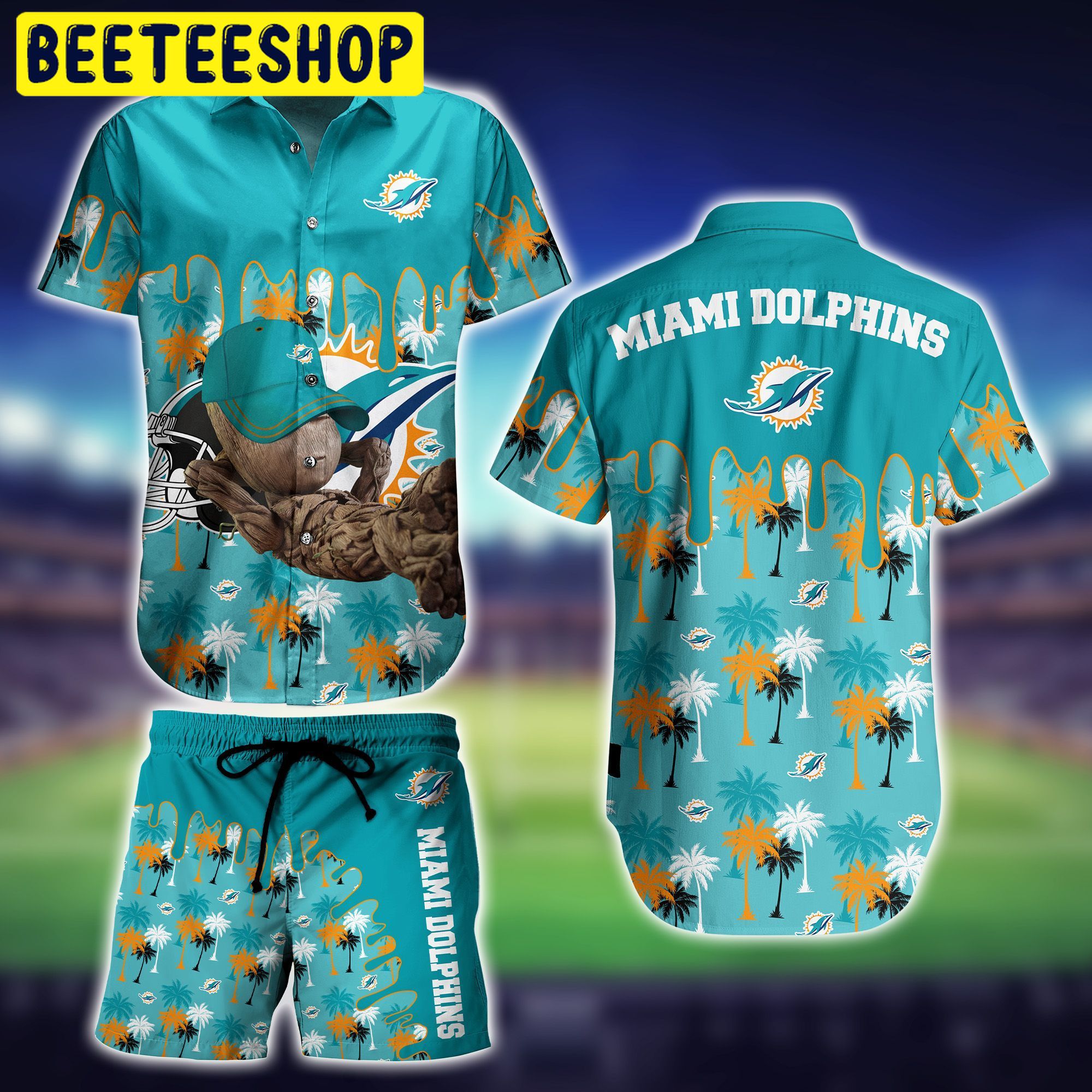 Miami Dolphins NFL Short T-shirt Groot Hawaiian Shirt Miami Dolphins NFL Short T-shirt Groot Hawaiian Shirt