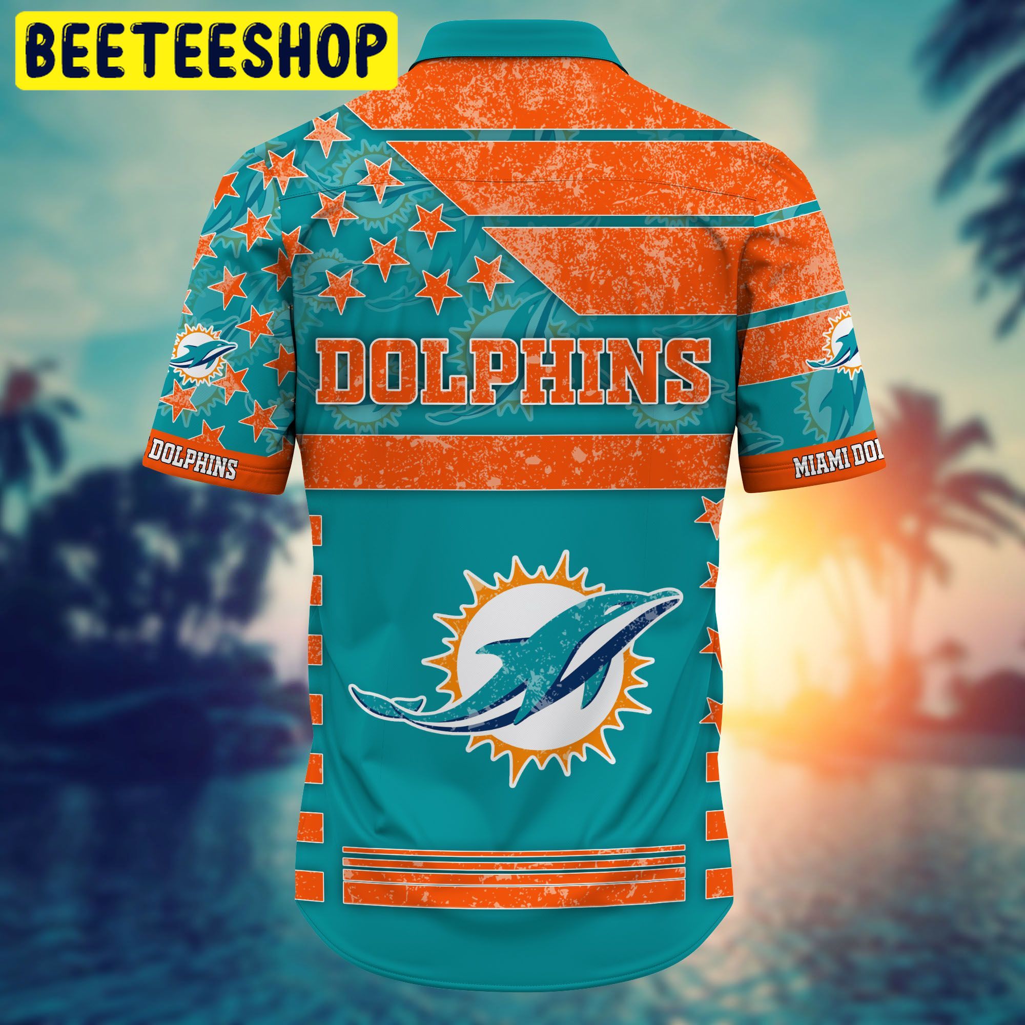 Miami Dolphins NFL Shorts Star Custom Name Number Hawaiian Shirt Miami Dolphins NFL Shorts Star Custom Name Number Hawaiian Shirt