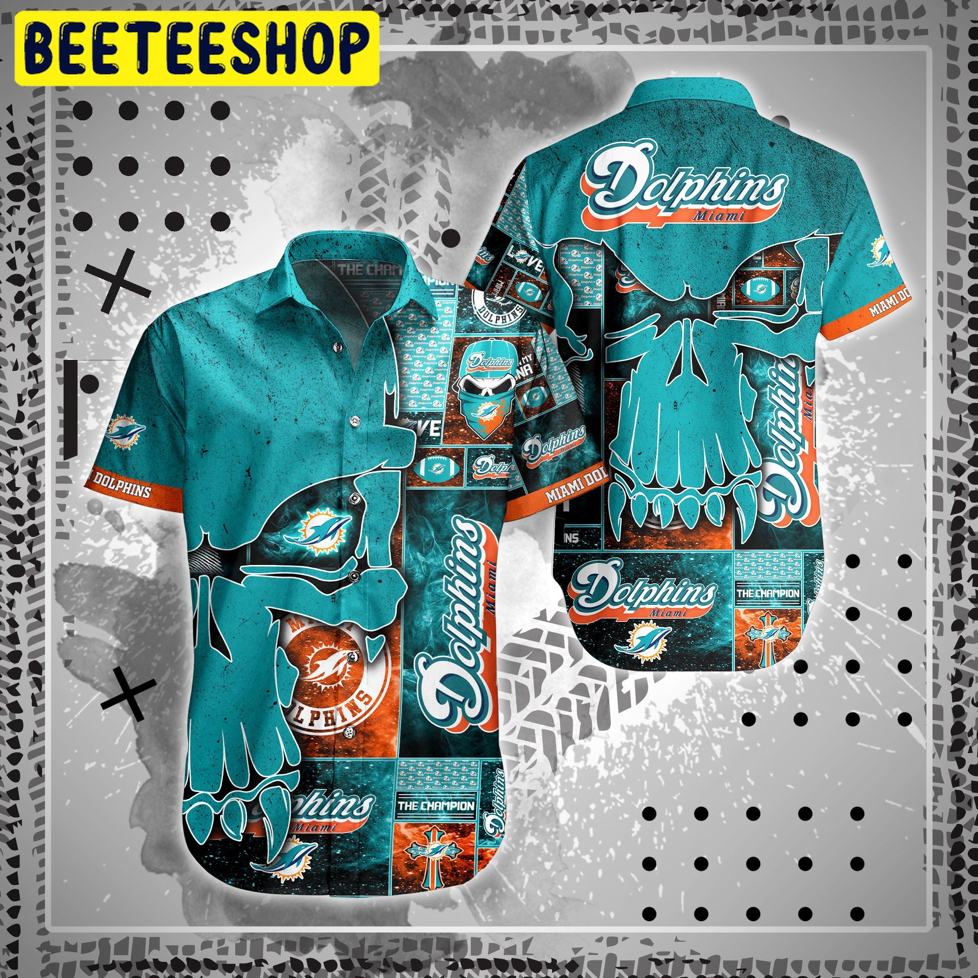 Miami Dolphins NFL Style Short Hawaiian Shirt Miami Dolphins NFL Style Short Hawaiian Shirt