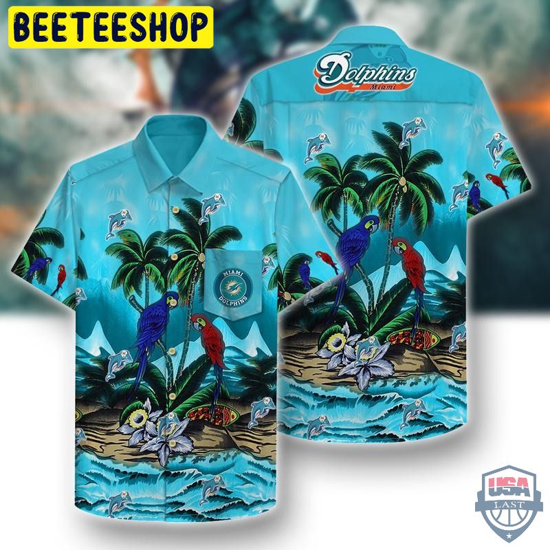 Miami Dolphins Parrots Couple For Fans Hawaiian Shirt Miami Dolphins Parrots Couple For Fans Hawaiian Shirt