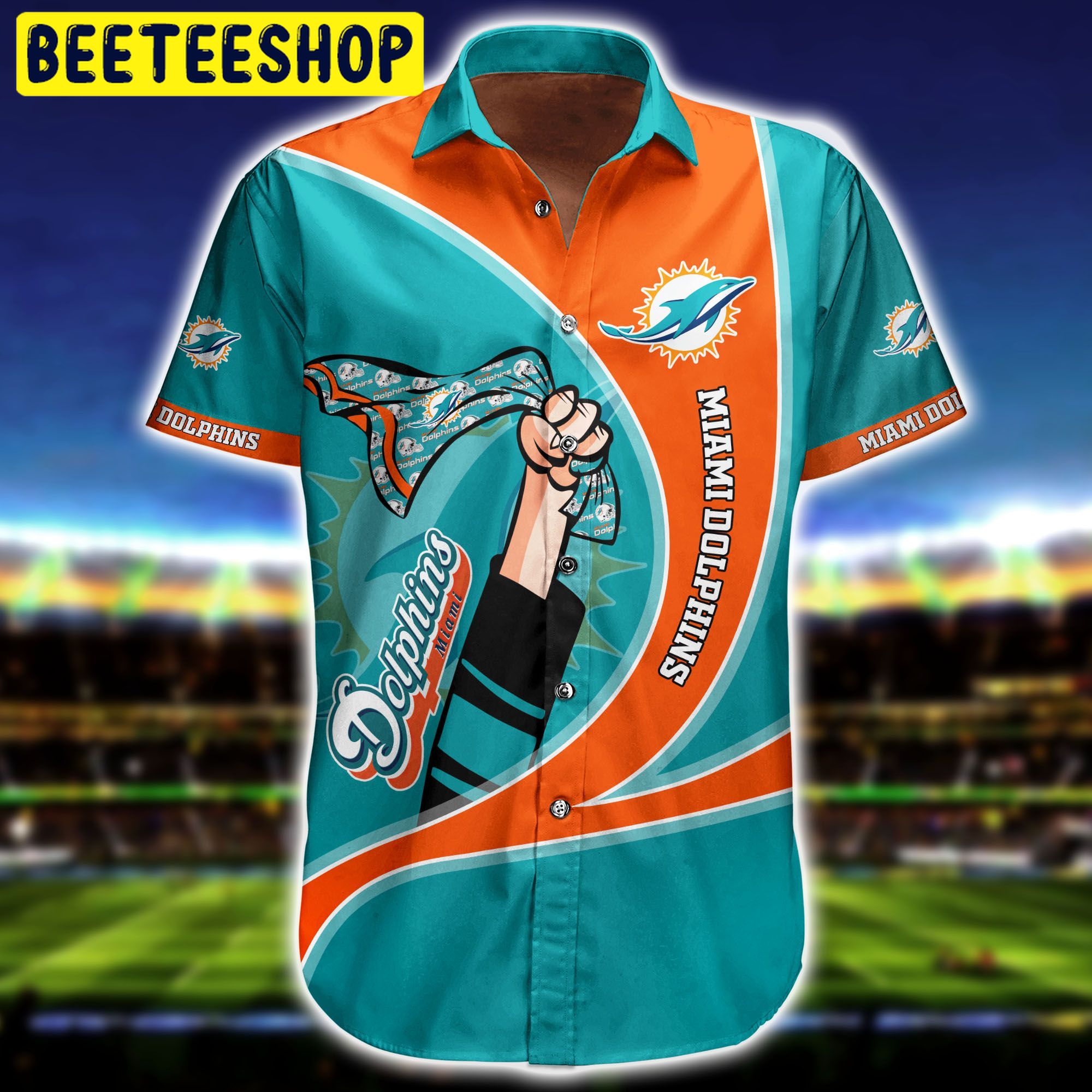 Miami Dolphins Short Hawaiian Shirt Miami Dolphins Short Hawaiian Shirt