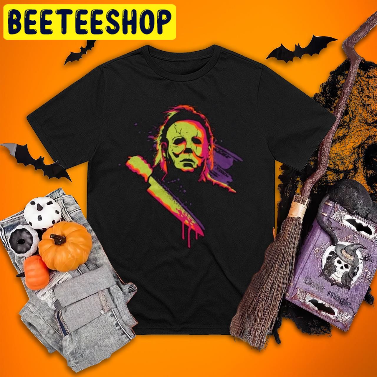 Michael Myers Boogeyman Neon Horror Movie Kills Halloween Trending Unisex T-Shirt Michael Myers Boogeyman Neon Horror Movie Kills Halloween Trending Unisex T-Shirt