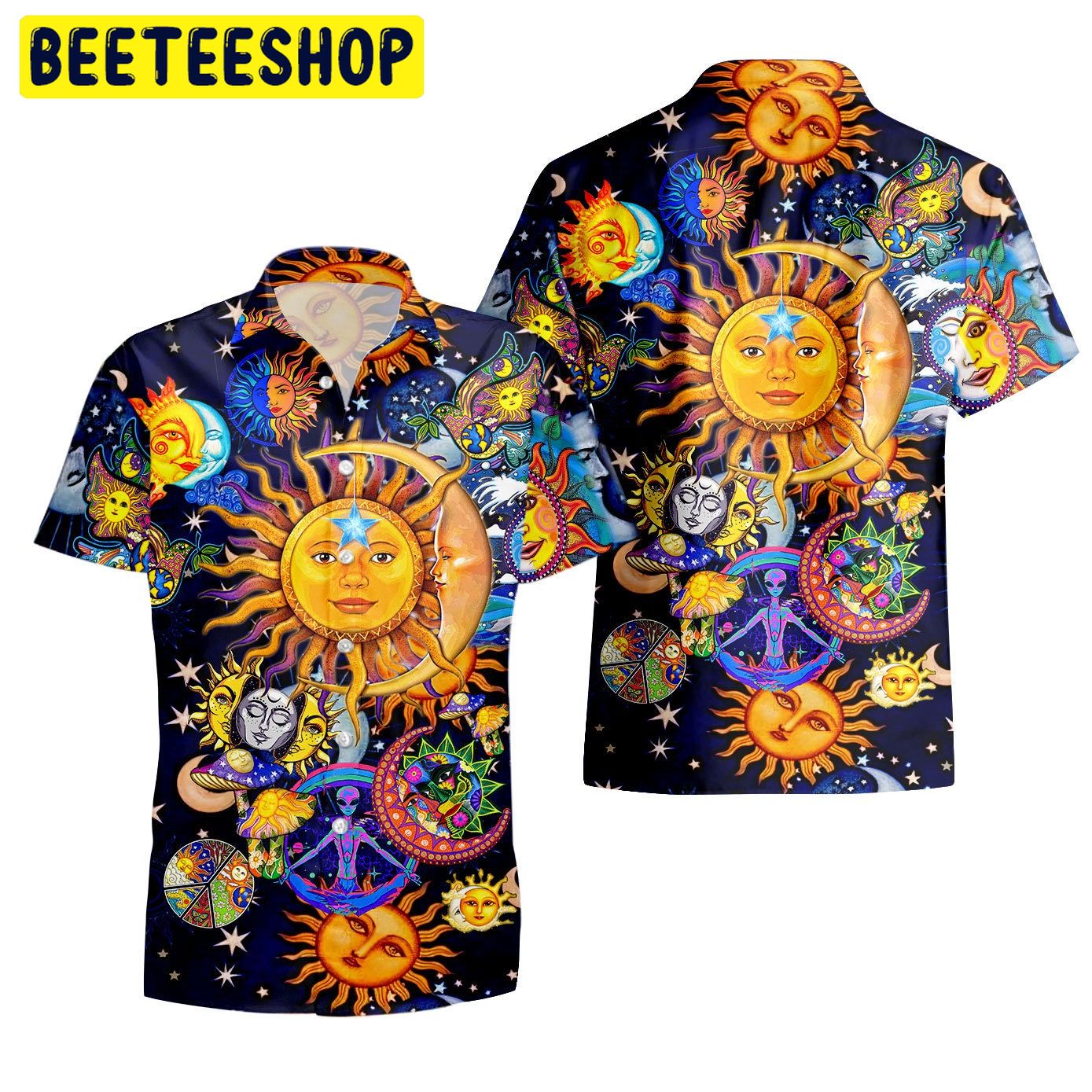 Moon Embracing The Sun Hippie Trending Hawaiian Shirt Moon Embracing The Sun Hippie Trending Hawaiian Shirt