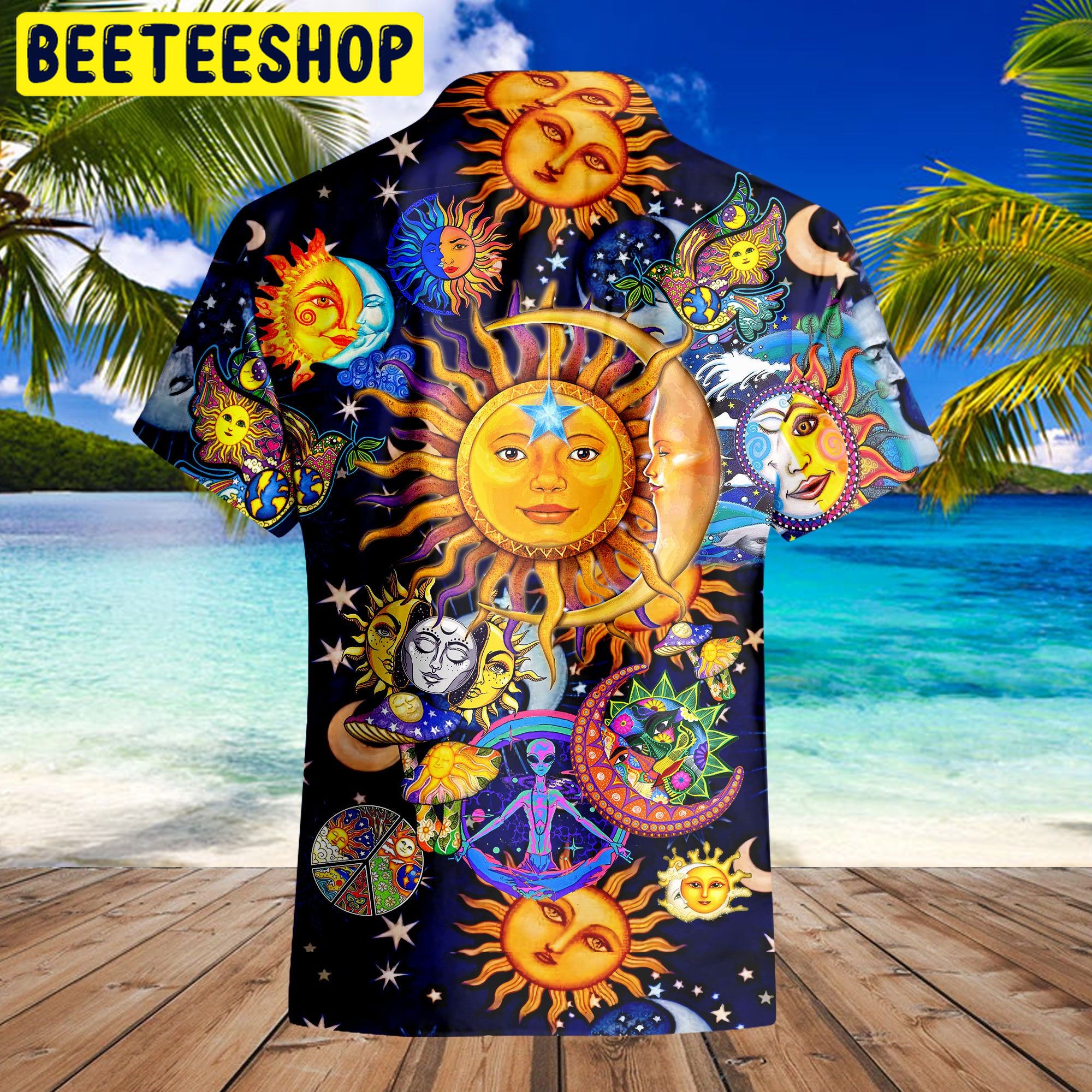 Moon Embracing The Sun Hippie Trending Hawaiian Shirt Moon Embracing The Sun Hippie Trending Hawaiian Shirt