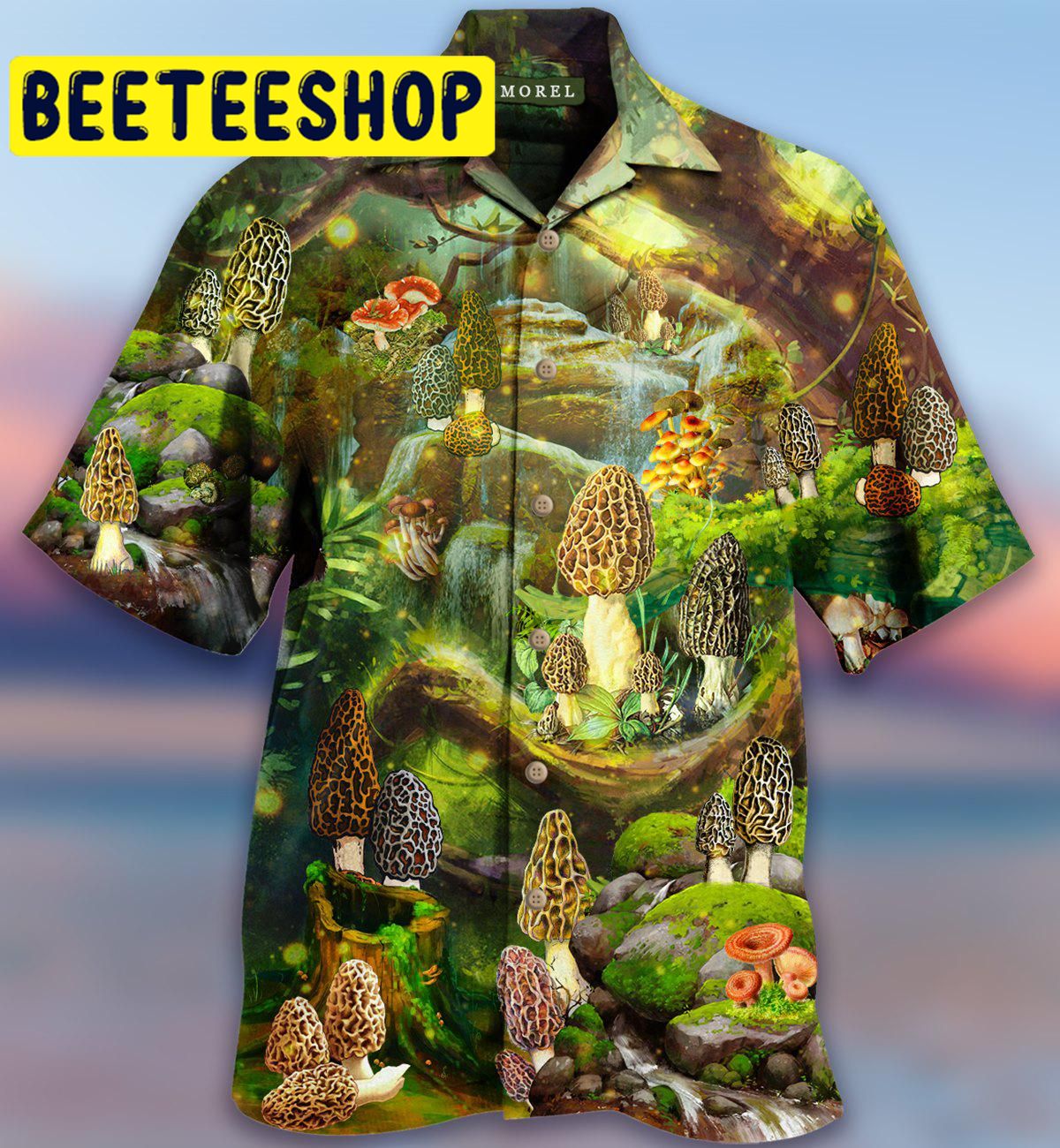 Mushroom Magic Green Hawaiian Shirt Mushroom Magic Green Hawaiian Shirt