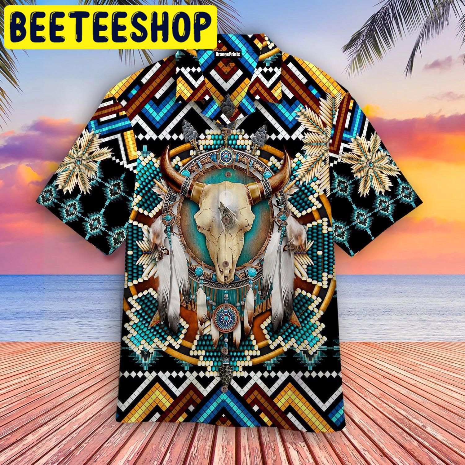 Native American Buffalo Blue Hawaiian Shirt Native American Buffalo Blue Hawaiian Shirt