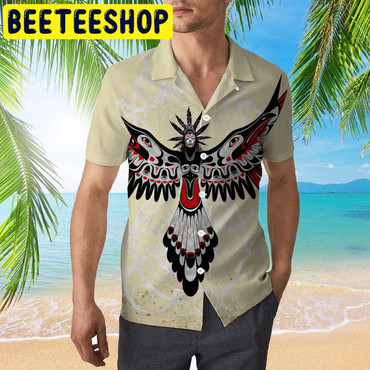 Native American Cream Hawaiian Shirt Native American Cream Hawaiian Shirt