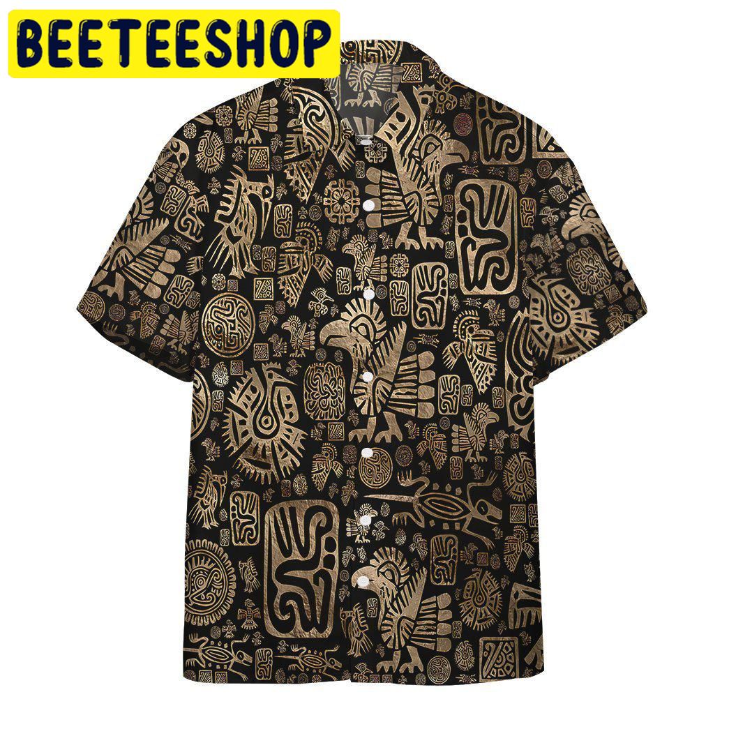 Native American Ornaments Black And Gold Hawaiian Shirt Native American Ornaments Black And Gold Hawaiian Shirt