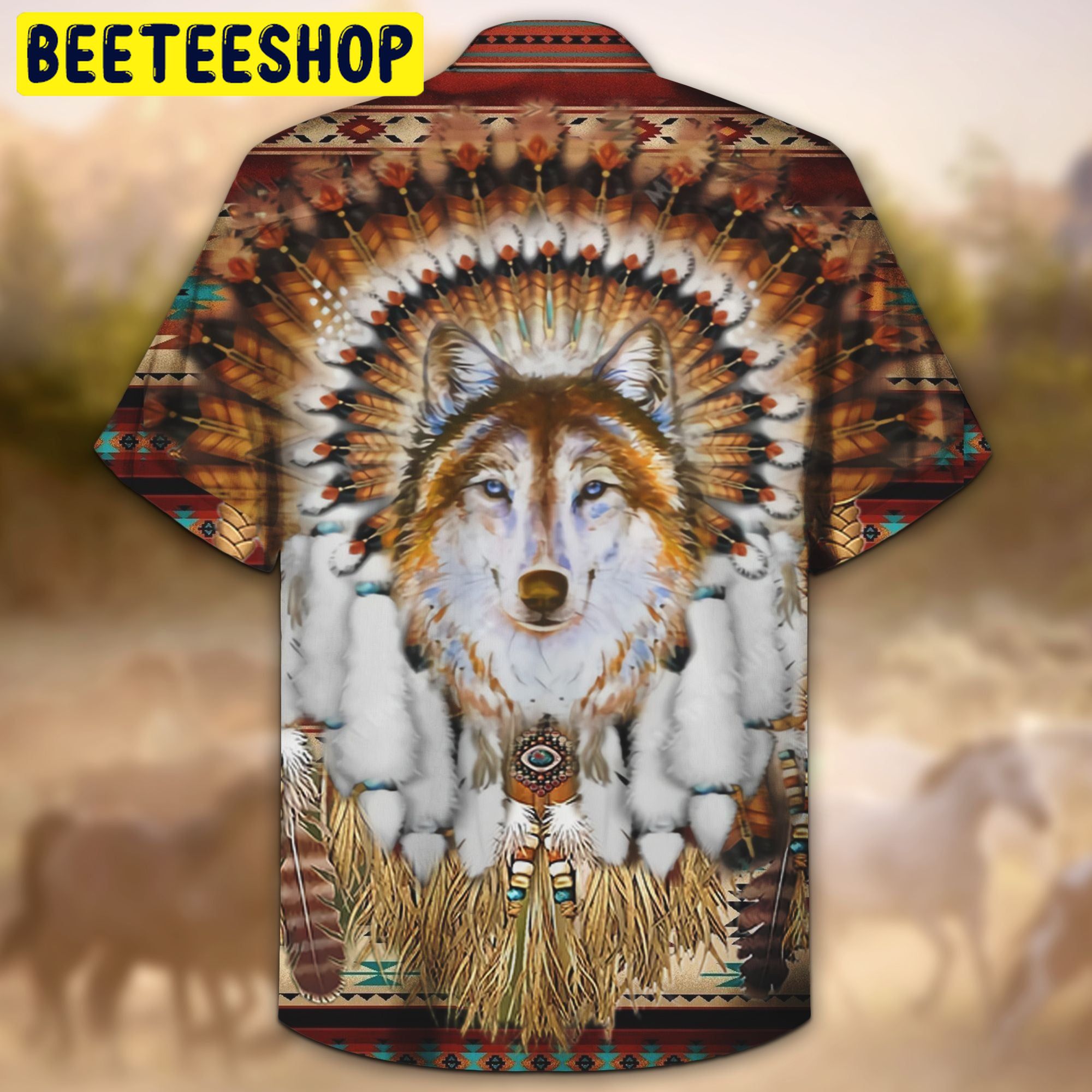 Native Wolf Trending Hawaiian Shirt Native Wolf Trending Hawaiian Shirt