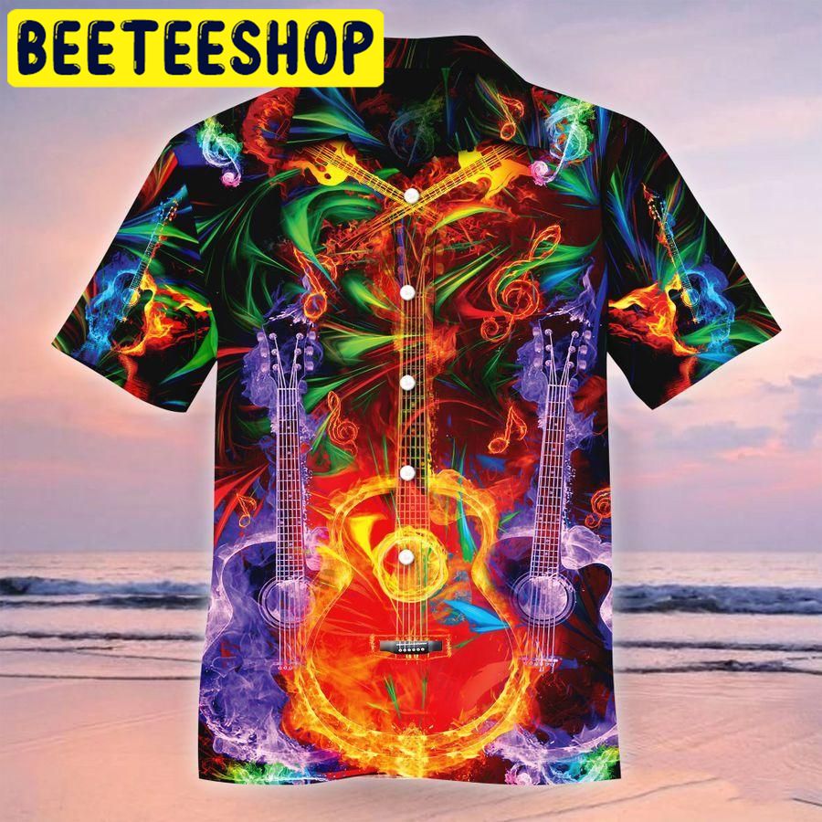 Neon Guitar Hawaiian Shirt Neon Guitar Hawaiian Shirt
