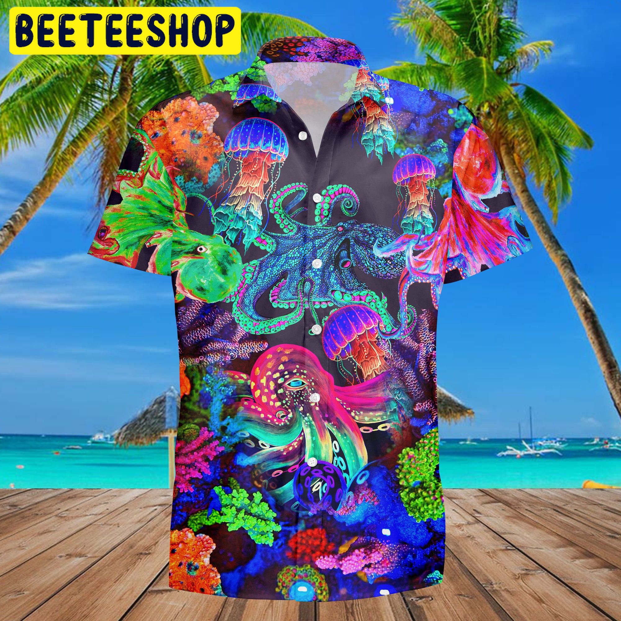 Neon Octopus Trending Hawaiian Shirt Neon Octopus Trending Hawaiian Shirt