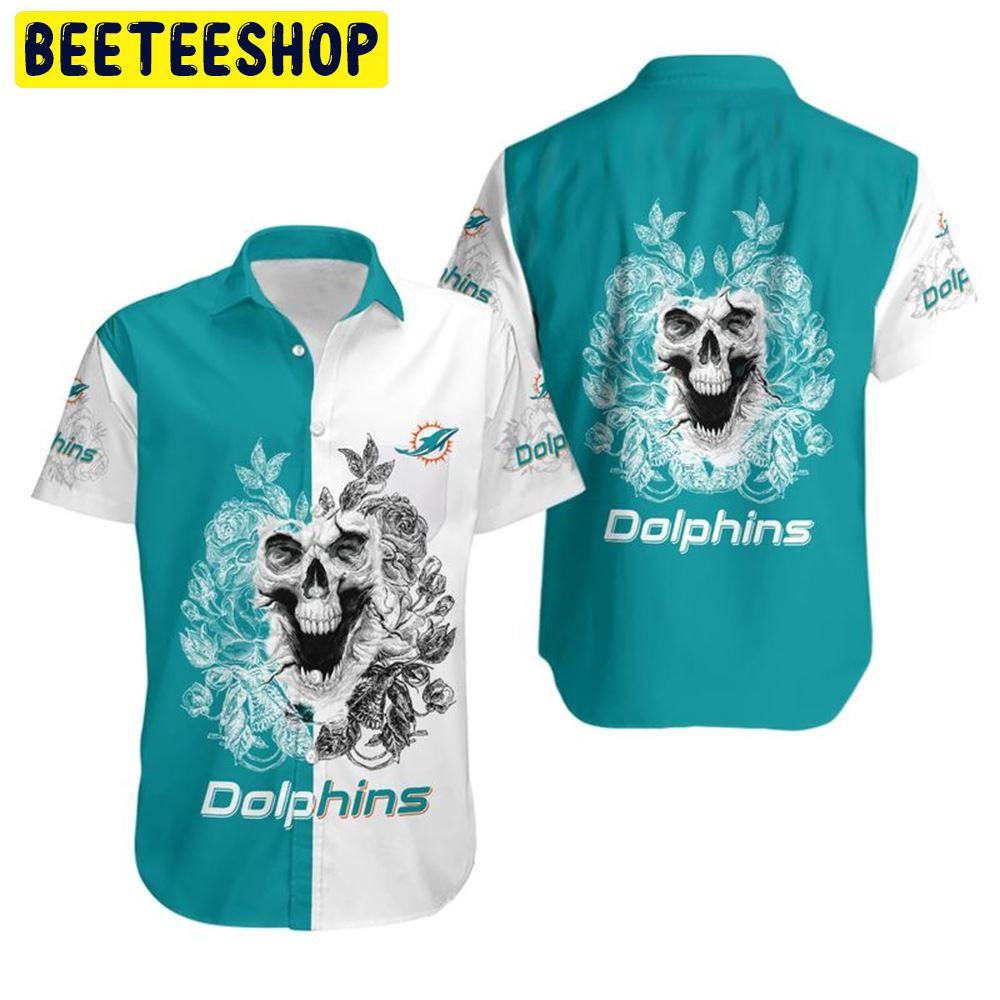 Nfl Miami Dolphins 3d Skull Hawaiian Shirt Nfl Miami Dolphins 3d Skull Hawaiian Shirt