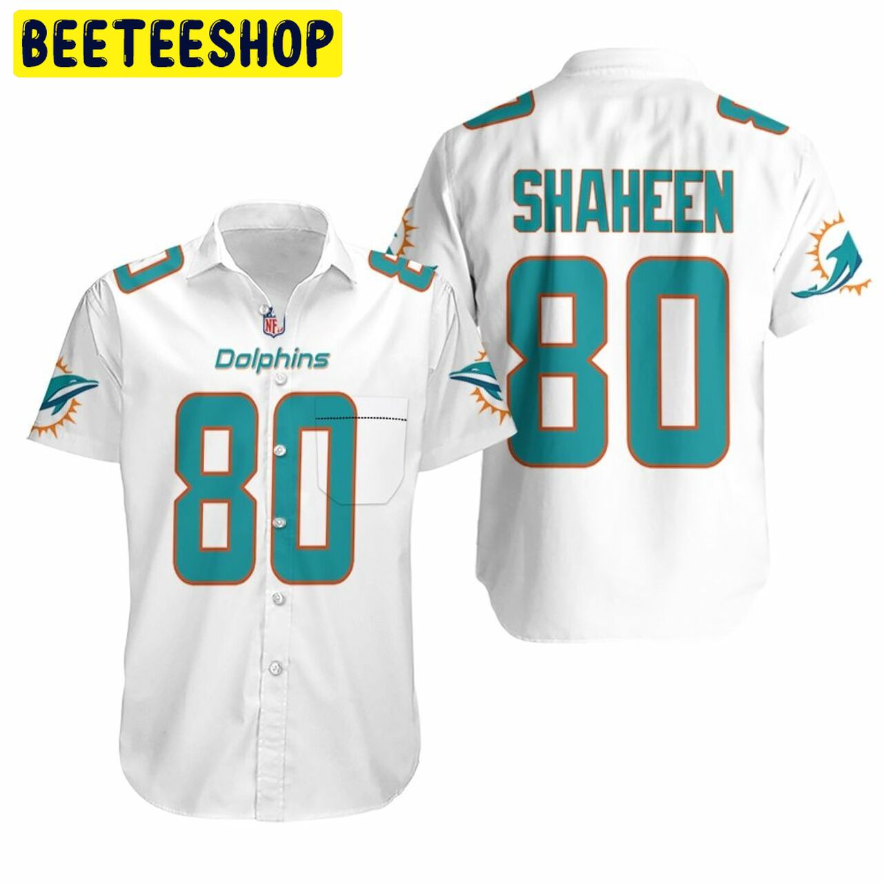 NFL Miami Dolphins Adam Shaheen #80 NFL Team Hawaiian Shirt NFL Miami Dolphins Adam Shaheen #80 NFL Team Hawaiian Shirt
