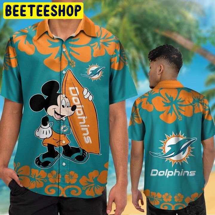 NFL Miami Dolphins Mickey Mouse Button Up Tropical Aloha Hawaiian Shirt NFL Miami Dolphins Mickey Mouse Button Up Tropical Aloha Hawaiian Shirt