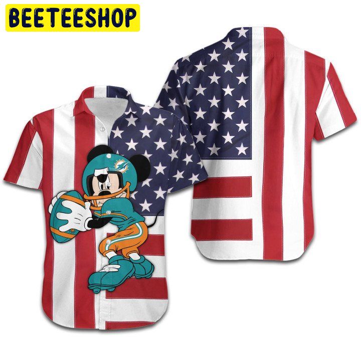 NFL Miami Dolphins Shirt American Flag Disney Mickey 3D All Over Print Hawaiian Shirt NFL Miami Dolphins Shirt American Flag Disney Mickey 3D All Over Print Hawaiian Shirt
